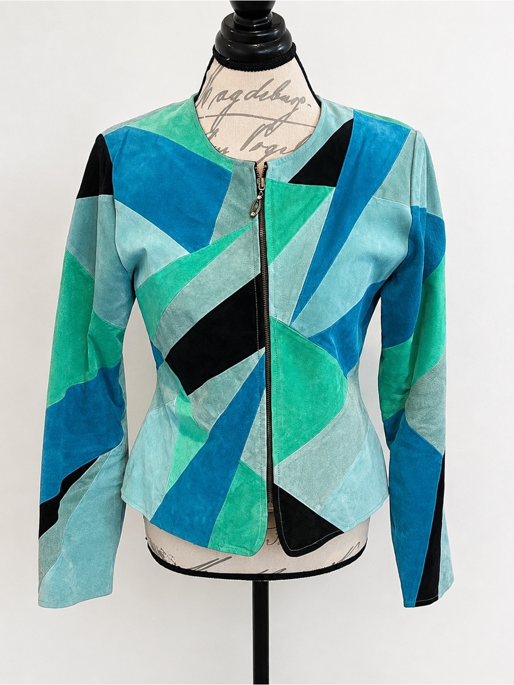 Karen Arnold Genuine Leather Patchwork Jacket – Size Medium